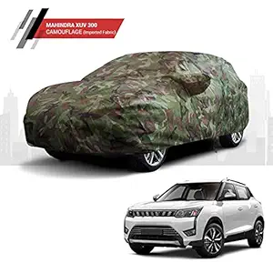 Polco Premium Custom Fitting Water Resistant Car Body Cover Compatible for Mahindra XUV 300 with Mirror & Antenna Pockets, Storage Bag (Camouflage)