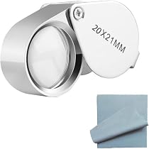 Loupe Pliable 40X Avec LED & UV - Métal Argenté, Lentille Verre 25 Mm | Pour Bijoux, Collection, Billets | Pile Incluse