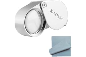 CERIOLL Lupa Joyero 20x de Bolsillo - Aumento de Cristal 21 mm Para Joyería, Antigüedades, Botánica y Relojería - Lente Ocular Profesional