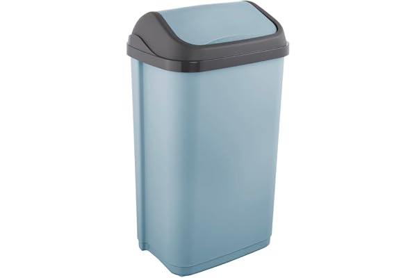 keeeper Poubelle avec couvercle basculant, 50 l, 38,5 x 29 x 66 cm, Swantje, Bleu (Nordic Blue)