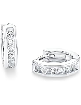 s.Oliver Kinder-Creolen Ohrringe Teenager Mädchen 12 mm 925 Sterling Silber rhodiniert Zirkonia weiß