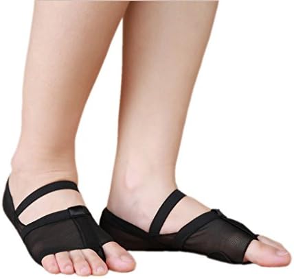 SHOLIND Womens Ballet Dance Paws Pad Mesh Stretch Foot Thongs Toe Shoes (XL, Black)