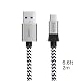 Produktbild TYP C Kabel, Kinps 2m Nylon-Umwickeltes Type-C 3.0 Ladekabel reversibel Connector for New MacBook 12 Inch, ChromeBook Pixel, Nexus 5X, Nexus 6P,and Other USB C Supported Devices.