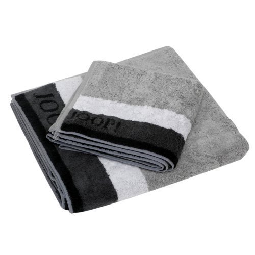JOOP! Handtücher Elegance Stripes Frottier hellgrau dunkelgrau 50/100