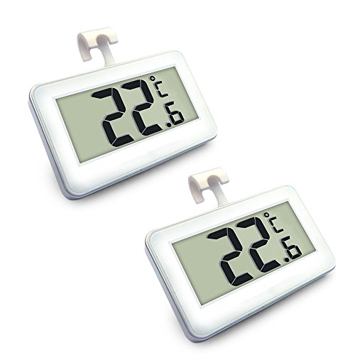 Preisvergleich Produktbild Expower 2er Stück Digital Kühlschrank Thermometer Wasserdicht Gefrierschrank Thermometer mit Haken LCD Anzeige Lesen Perfekt für Gefrierschrank Kühlschrank Tiefkühltruhe Weinkühlschrank Restaurants Bars Wohnhaus