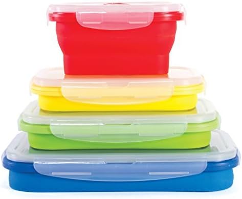 Thin Bins Collapsible Silicone Food Containers - Set of 4 by Thin Bins