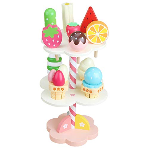 Preisvergleich Produktbild Fancylande Küchenspielzeug Set, Hölzernes Eiscreme-Spielzeug, Erdbeereschicht Spielzeug Pädagogisches Lernen Küchen Set Play Kinder Rollenspiele Spielzeug