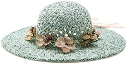 GOWOLD Women's hat soft small basin hat crochet flower embroidery straw hat girl summer folding fisherman hat visor UV protection sun hat can cover the face