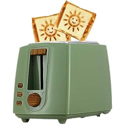 BWCX Grille-Pain 2 tranches avec Motif Smiley à 6 réglages Browning et Petit Motif Soleil,Green