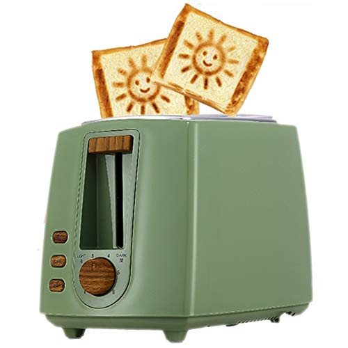 BWCX Grille-Pain 2 tranches avec Motif Smiley à 6 réglages Browning et Petit Motif Soleil,Green