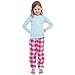 Girls Flannel Bottom & Rib Top PJ Set - Blue Top / Pink Check Bottoms, Age 4-5