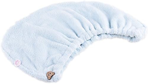 Towel Master Turban Hair Towel,Spa Days Luxury Absorbent, Lightweight (Rubber band Light Blue)