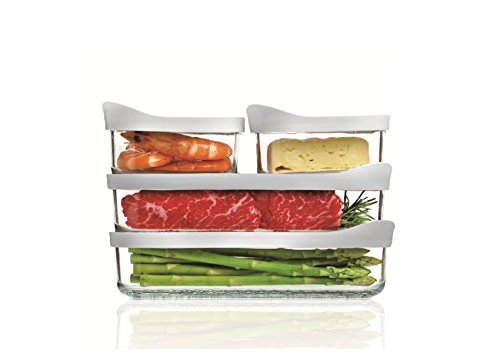 Glasslock (MCRB-113F, 1050ml), Rechteckige Frischhaltedose aus Glas – Freezer Typ (Grau) - 2