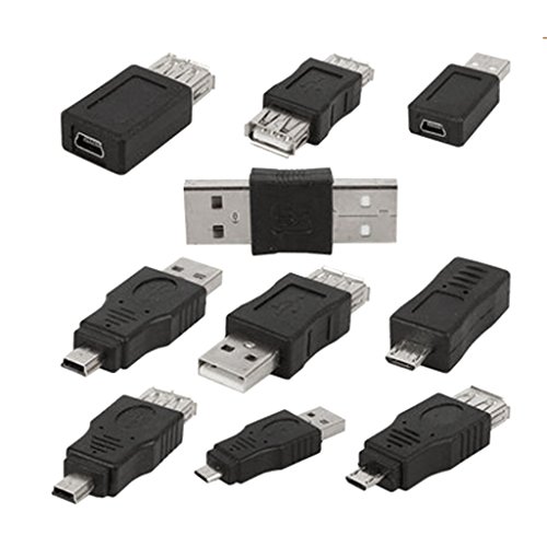 Snner - Lote de 10 adaptadores OTG de 5 Pines para Transformador USB Macho a Micro USB Hembra