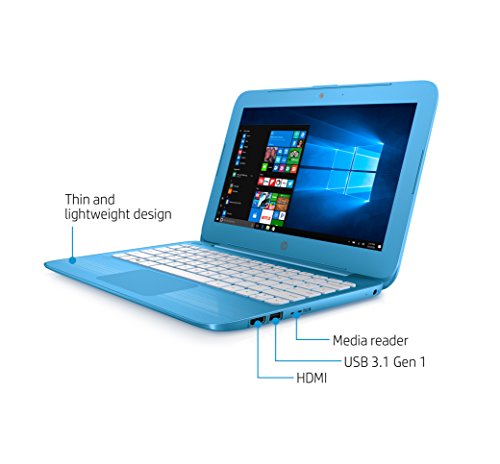 HP Stream 11-y000na 11 6-inch Laptop  Aqua Blue  -  Intel Celeron N3060  2GB RAM  32GB eMMC  Office 365  1TB OneDrive Cloud Storage  1 Year Free Subsc