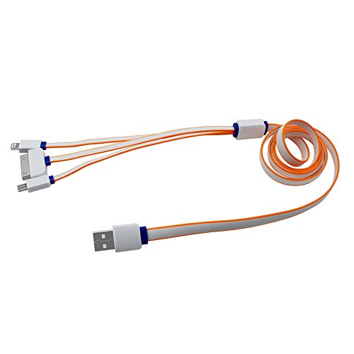USB Kabel, 3 in 1 Multi Universal USB-Ladekabel anzupassen Kabel für iPhone5 5S 6 6S Plus iPad 4 5 Air Pro Mini 2 3 4, iPhone 4 4S, Samsung, HTC, LG G3 G4, Energien-Bank und anderen Android Phone (Orange) - 4