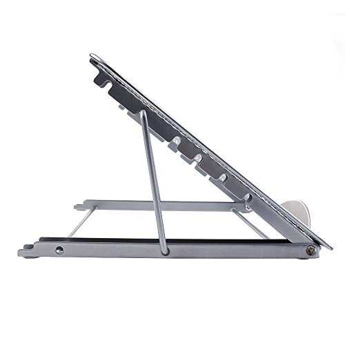 Faltbarer Laptop Tablet Ständer, InGoo Laptopständer Mesh Belüftet Kühler Halter Verstellbarer Computer Halterung Stütze Ständer für Laptop, Notebook, iPad Mini, iPhone, Tablets(Silber-Grau) - 2