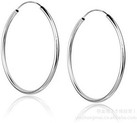 Sterling Silver Fine Circle Endless Hoops - Polished Round Earrings Diameter Size: 30 40 50 mm , 50mm