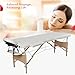Produktbild Wellhome 2 Zonen Holz Massageliege Faltbar Klappbar Leicht Massagetisch Massagebank Tragbar Höhenverstellbar Massage Bett Professionell mit Verstellbar Kopfstütze, Armlehne, Tragetasche (Weiß)