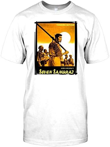 Seven 7 Samurai Movie Poster- Akira Kurosawa Mens T Shirt - white - Men 42-44" - L