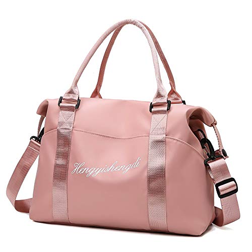 E-WOR Bolsa de Deporte para Gimnasio, Impermeable, para Yoga, para Mujeres y Hombres, Bolsa de Viaje de 40 L, Bolsa de Hombro con Bolsillo seco húmedo Rosa Rosa 40 L