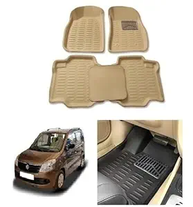 RS Enterprises Cars Carpet Floor/Foot 4D Mats for Maruti Suzuki Wagon R 2011 ,Cream (Beige)