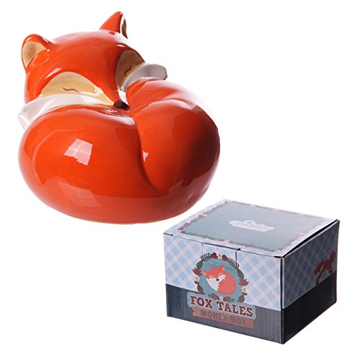 Fun Laying Fox Ceramic Money Box