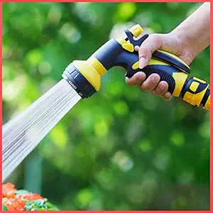 Wolpin 8 Pattern Water Spray Gun High-Pressure Garden Hose Nozzle Gun Garden Plants, Car Wash, Floor Cleaning