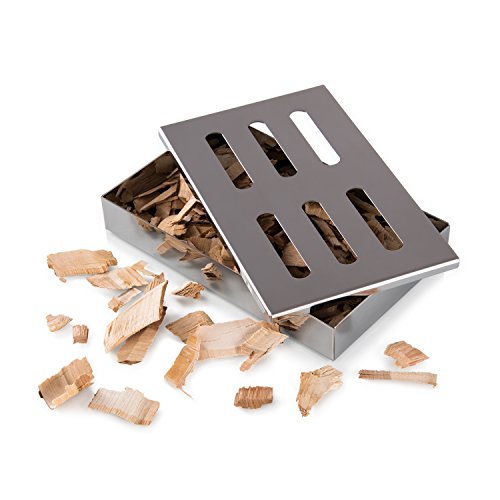 Blumtal Smoker Räucherbox aus rostfreiem Edelstahl – Gas-Grillzubehör oder Holzkohlegrill, 20x13x3,5cm, Silber