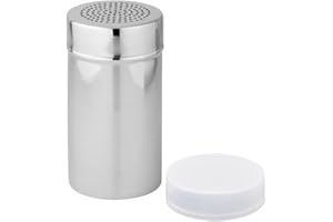 Fackelmann Salero de cocina con tapa y orificios de salida pequeños para sal, pimienta, azúcar, cacao en polvo, en acero inoxidable, Ca. 400ml, 7x7x13cm, 1ud, 42908