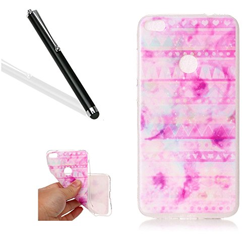 Preisvergleich Produktbild Huawei P8 Lite 2017 Schutzhülle,Huawei P8 Lite 2017 Handyhülle,Leeook Ultra Dünn Schlank Kratzfest Tpu Bumper Hülle Schön Rosa Muster Weiche Silikon Slim Flexibel Tasche Etui Cover für Huawei P8 Lite 2017 + 1 x Schwarz Eingabestift-Rosa