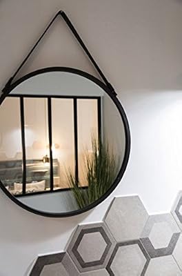 Ariane Miroir Barbier, noir, l.39 x H.39 cm