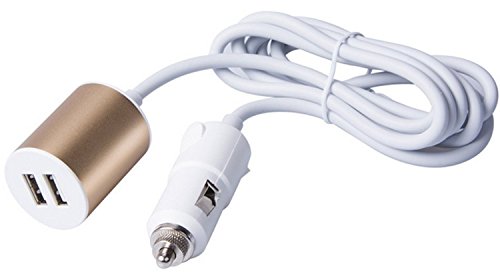 DaoRier KFZ Ladekabel Car Charger 5V/2A 2-USB 1.5m Long Line Stromkabel Aluminiumschale DC12V~24V für Iphone Galaxy Huawei Handy Tablet GPS