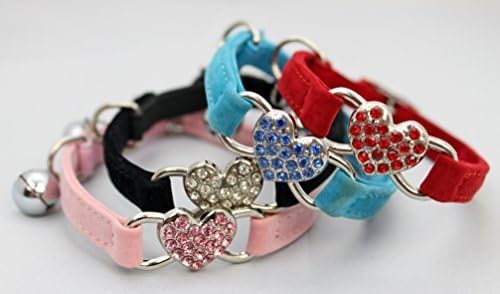 RHINESTONE DIAMANTE HEART SHAPED BLING CAT/KITTEN COLAR(OPTIONAL ENGRAVED I:D TAG)(BLACK, WITHOUT I:D TAG)