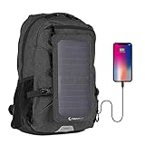 SUNNYBAG Explorer+ Sac à Dos pour Ordinateur Portable Panneau Solaire Amovible 6Watts Port de Charge USB Énergie Solaire - Noir-Noir