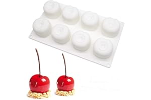 DIVISTAR Moule à gâteau en Forme de Cerises, Outils de décoration de gâteaux, ustensiles de pâtisserie, Moule à Mousse en Silicone – 8 cavités