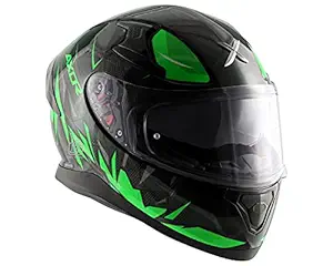 Vega Axor Apex Hunter D/V PC Helmet (Black Neon Green, XL)