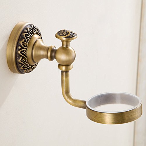 Weare Home Retro Solide Glas Seifenspender und Kupfer Halter Bronze Beschichtung mit Einschnitt Wandmontage Haltbar Badzubehör Badaccessoires Dekor für Küche - 4