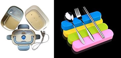 yxhflo Stainless steel inner pot heating lunch boxes plug-ins available heating hot meal boxes for charging the keep-warm electric heating Rice cooker,C