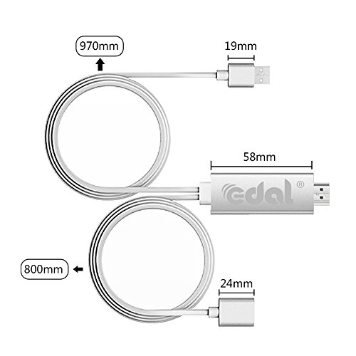 Crysle Blitz auf HDMI Adapter, Blitz Digital AV auf HDMI Kabel Stecker für iPhone 7 7 Plus 6s 6s Plus 6 6 Plus 5 5c 5s SE, iPad Air / Mini / Pro, SAMSUNG: S5, S6, HINWEIS 4, HINWEIS 5, HINWEIS 7 HUAWEI P8, P9 ( Weiß) - 3