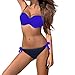 Produktbild Bikini Set Push Up, Amoyl Damen Verstellbarer Schultergurt Gepolsterter BH Mit Bandage Tanga 2 Stück Bademode Beachwear (Blau, M/A-B)