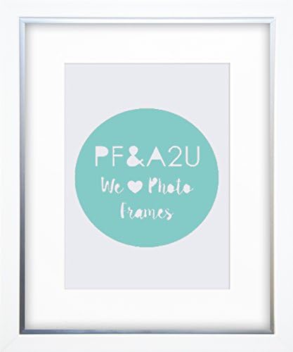 14x11" White Contemporary Silver Edge Photo Frame With Mount (Width 3cm)