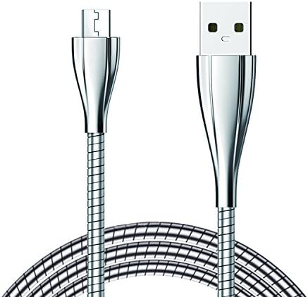 Mini Metal USB cable,Xutu Micro Charging Cable 3.3ft/1M Durable Lightning Cords for Android Galaxy S7 Edge/S6/S5/S4, HTC,LG,Tablet (Silver)