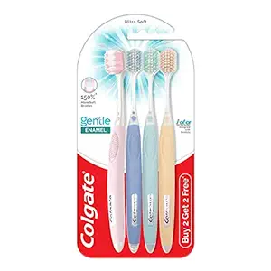Colgate Gentle Enamel Ultra Soft Bristles Toothbrush, 4 Pcs (Buy2 Get 2), Soft Bristles for Enamel Care