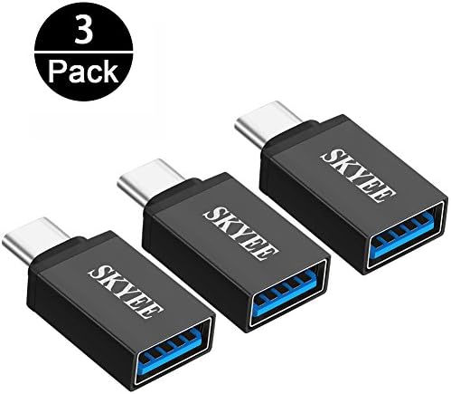 SKYEE [3 Pack] USB C Adapter to USB A 3.0, Aluminum Alloy USB Type C Converter OTG Adapter for MacBook Pro 2017 / 2016, ChromeBook Pixel, Huawei Matebook, Samsung Galaxy S9/S8 and Other Type-C Devices - Black