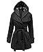 Janisramone Ladies Hooded Belted Winter Fleece Warm Jacket Coat Top Dark Grey UK 18