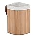 Songmics Bamboo Foldable Laundry Basket Box with Removable Lining 58L (23.6" x 13.8" x13.8" ) Natural LCB46S