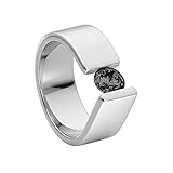 Der Schmuckring, der auch als Designerring oder Verlobungsring auf sich aufmerksam macht ist aus nickelfreiem Edelstahl gefertigt, ist antiallergen und kann von Allergikern getragen werden.