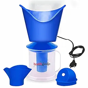 Healthgenie Face, Nose, and Cough Steamer 3 in 1 Plastic Steam Vaporizer, Nozzle Inhaler, Facial Sauna, and Facial Steamer Machine for Adults and Kids (Blue)