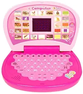 VGRASSP Educational Laptop Computer for Kids Girls - Learning Alphabet and Numbers with LED Display and Music - 16 x 14 cms - Colour As per Stock (Mini Laptop)